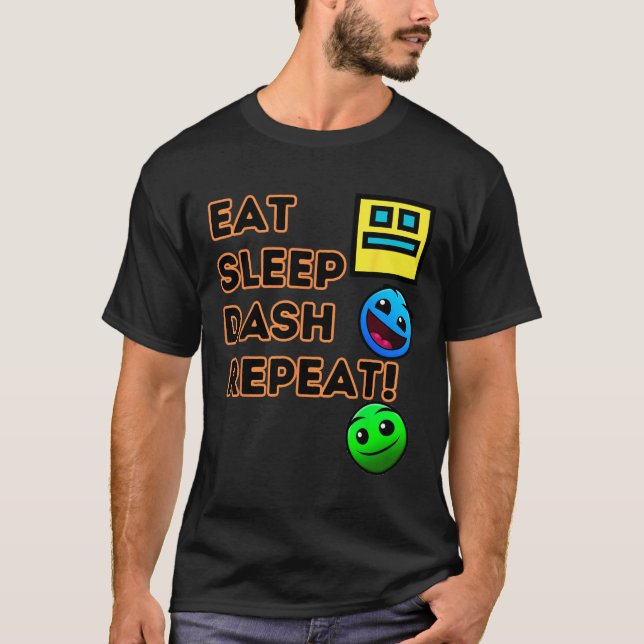 Camiseta Comer Sleep Dash Repetir videojuego Geometría Vide (Anverso)