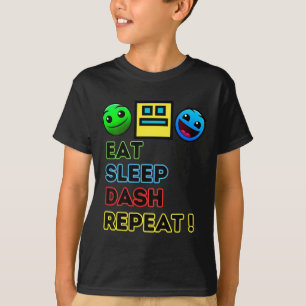 Camiseta Comer Sleep Dash Repetir videojuego Geometría Vide