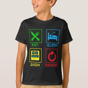 Camiseta Comer Sleep Dash Repetir videojuego Geometría Vide
