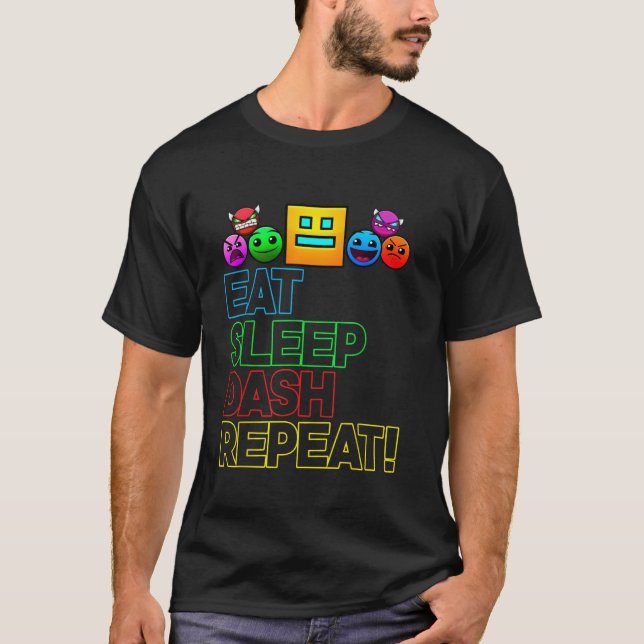 Camiseta Comer Sleep Dash Repetir videojuego Geometría Vide (Anverso)