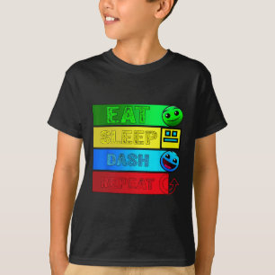 Camiseta Comer Sleep Dash Repetir videojuego Geometría Vide