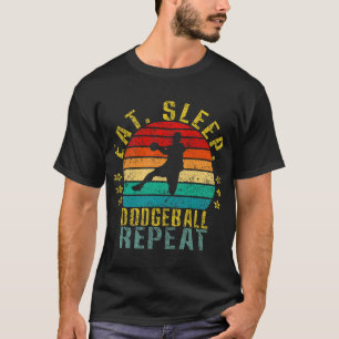 Camiseta Comer Sleep Dodgeball Repetir Gracioso Retro