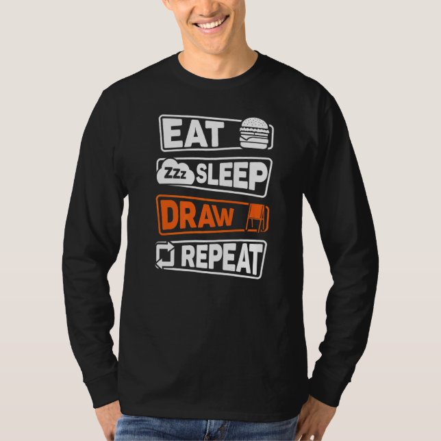 Camiseta Comer Sleep Draw Repetir (Anverso)
