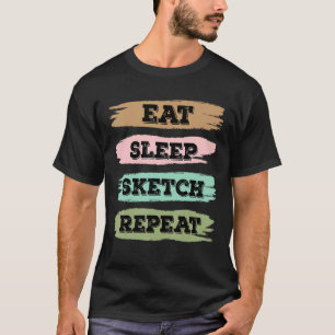 Camiseta Comer Sleep Draw Repetir Esbozo Amor