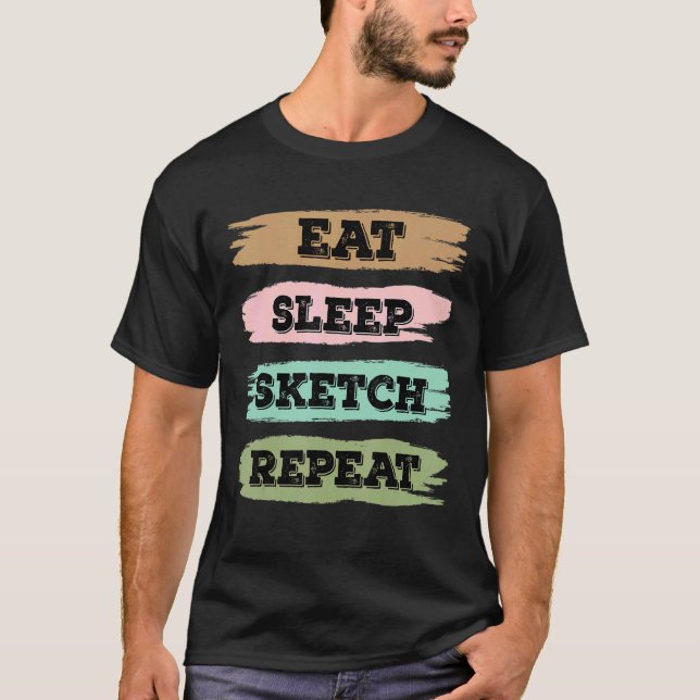 Camiseta Comer Sleep Draw Repetir Esbozo Amor (Anverso)