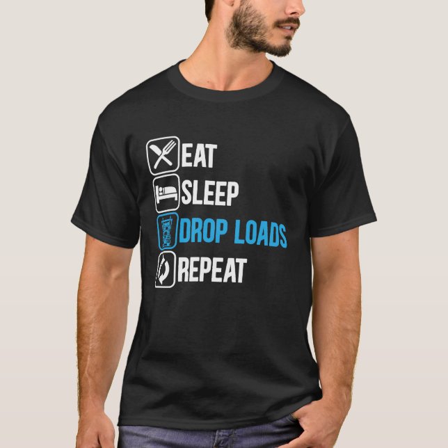 Camiseta Comer Sleep Drop Loads Repetir Camión de remolque (Anverso)