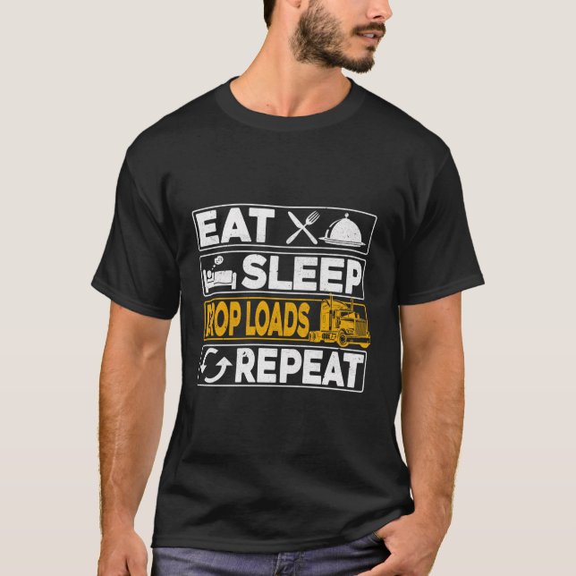 Camiseta Comer Sleep Drop Loks Repetir Camiones Conductores (Anverso)