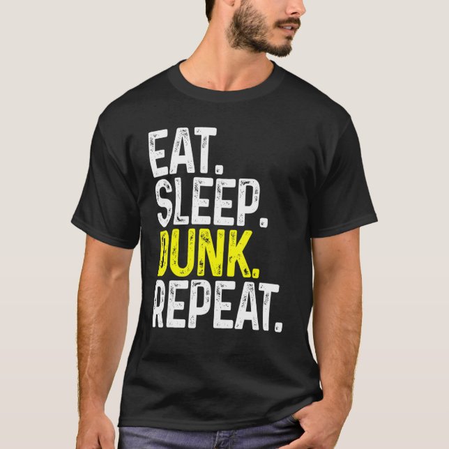 Camiseta Comer Sleep Dunk Repetir Gracioso Baloncesto (Anverso)