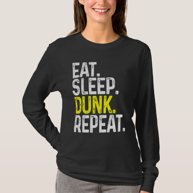 Camiseta Comer Sleep Dunk Repetir Gracioso Baloncesto (Anverso)