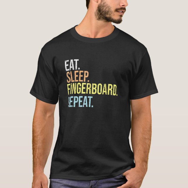 Camiseta Comer Sleep Fingerboard Repetir patineta (Anverso)