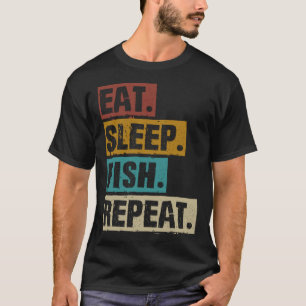Camiseta Comer Sleep Fish Repetir Pescado Retro Vintage Pes