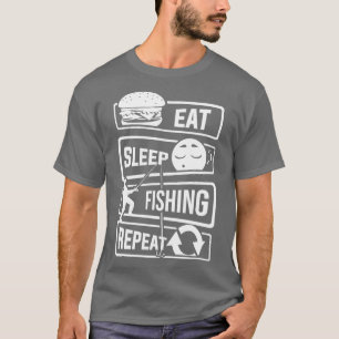 Camiseta Comer Sleep Fishing Repetir Pescador de Pescado de