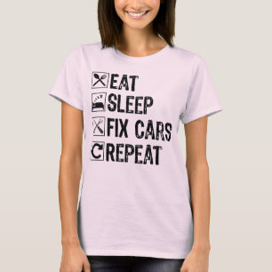 Camiseta Comer Sleep Fix Coches Repetición Máquina Madre Gu