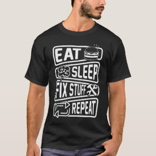 Camiseta Comer Sleep Fix Studs Repetir Handyman Repairman