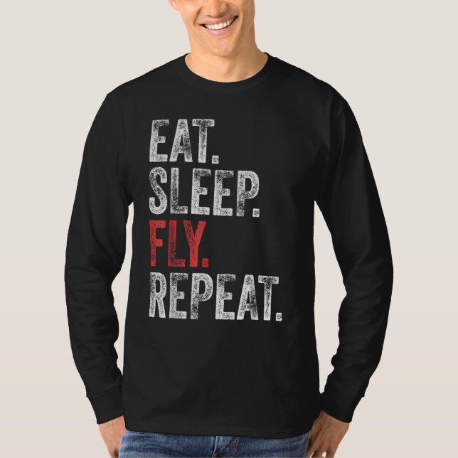 Camiseta Comer Sleep Fly Repetir el piloto de aviación Funn (Anverso)