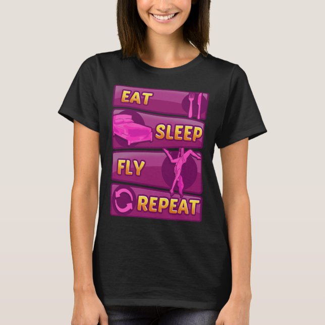 Camiseta Comer Sleep Fly Repetir sedas de yoga aéreas (Anverso)