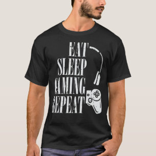 Camiseta Comer Sleep Gaming Repetir Graciosos Jugadores Niñ