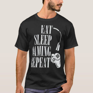 Camiseta Comer Sleep Gaming Repetir Graciosos Jugadores Niñ