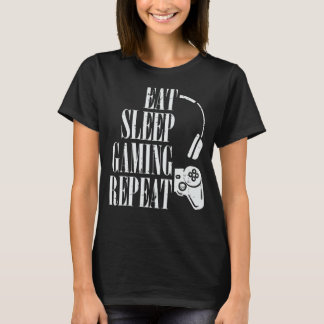 Camiseta Comer Sleep Gaming Repetir Graciosos Jugadores Niñ