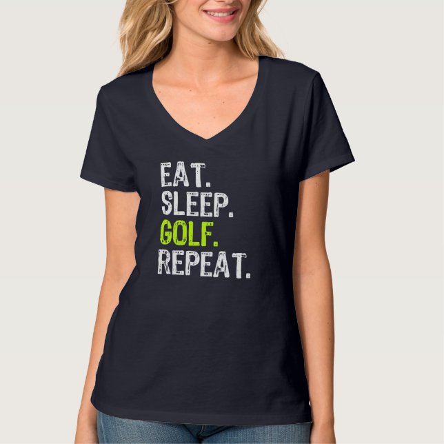 Camiseta Comer Sleep Golf Repetir Golfer Golfing Funny (Anverso)