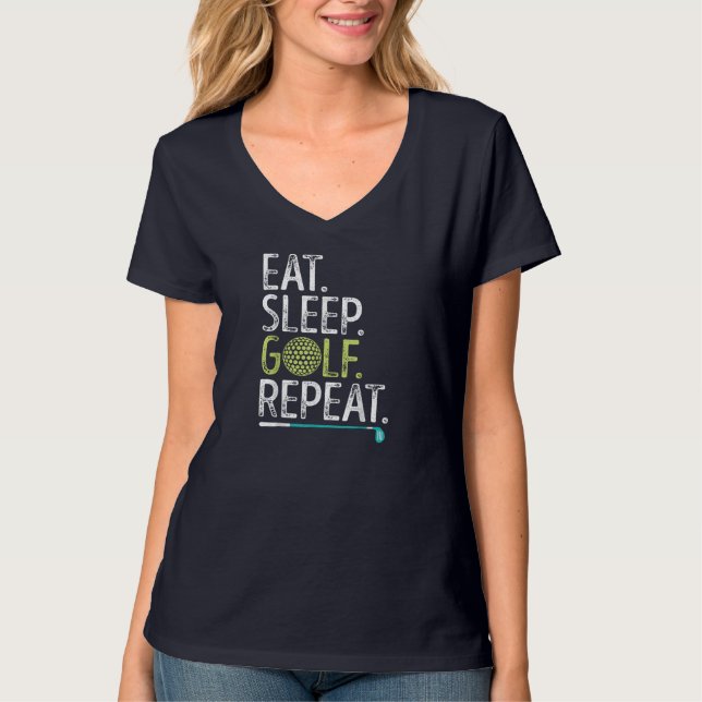 Camiseta Comer Sleep Golf Repetir Golfing Golfer Hombres Di (Anverso)