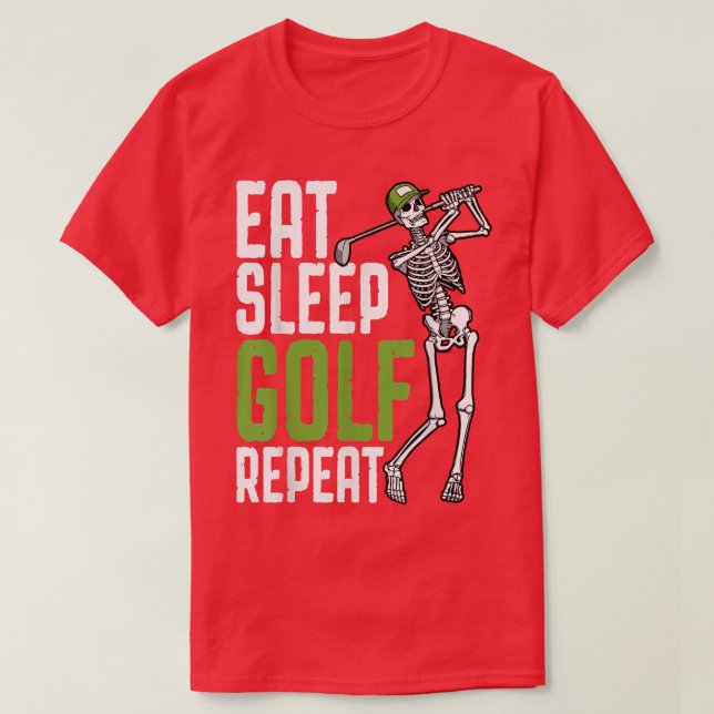 Camiseta Comer Sleep Golf Repetir Gracioso Skeleton Golfer  (Diseño del anverso)
