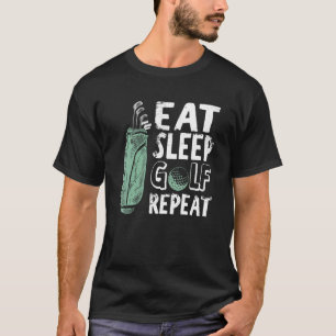 Camiseta Comer Sleep Golf Repetir Vintage Golfer Golf Outfi