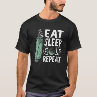 Camiseta Comer Sleep Golf Repetir Vintage Golfer Golf Outfi