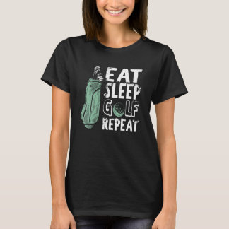 Camiseta Comer Sleep Golf Repetir Vintage Golfer Golf Outfi