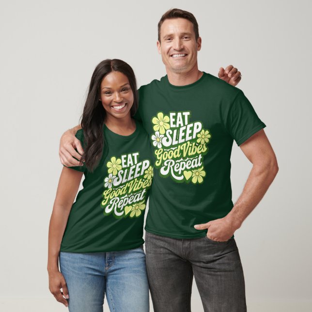 Camiseta Comer Sleep Good Vibes Repetir (Unisexo)