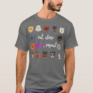 Camiseta Comer Sleep Groom Repetir Perro Grooming Gracioso 