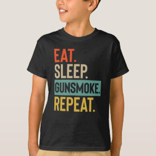 Camiseta Comer Sleep gunhumo Repetir colores vintage retro