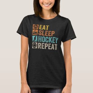 Camiseta Comer Sleep Hockey Repetir cosecha retro vintage T