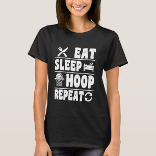 Camiseta Comer Sleep Hoop Repetir Gracioso Baloncesto