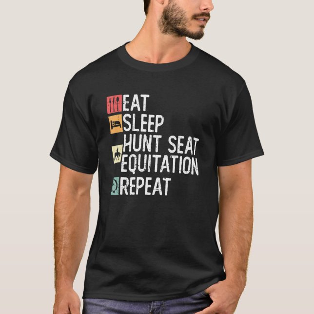 Camiseta Comer Sleep Hunt Seat Equitation Repetir Inglés Ri (Anverso)