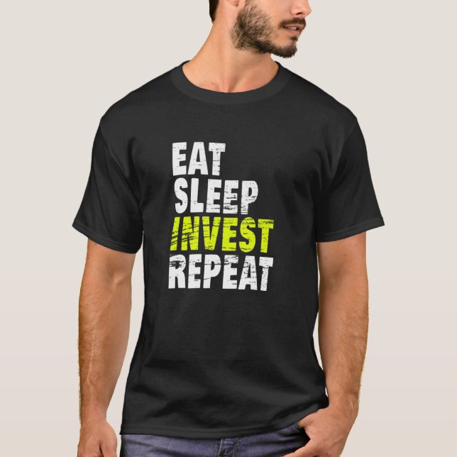 Camiseta Comer Sleep Invest Repetir Crypto Forex (Anverso)
