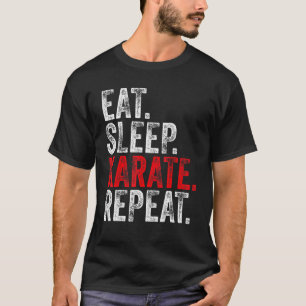 Camiseta Comer Sleep Karate Repetir Graciosa Vintage Dolor