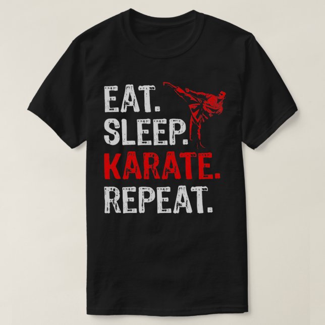 Camiseta Comer Sleep Karate Repetir Karate Player Funny (Diseño del anverso)