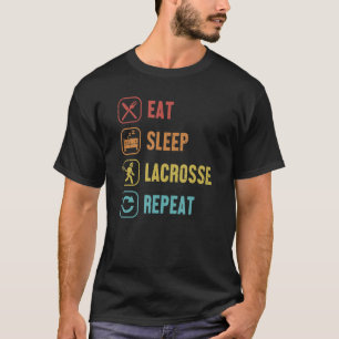 Camiseta Comer Sleep Lacrosse Repetir Fan Mom Goalie Lax Le