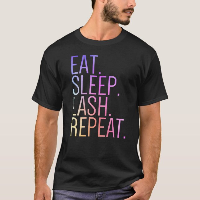 Camiseta Comer Sleep Lash Repetir Eyelash Makeup Face Lash  (Anverso)