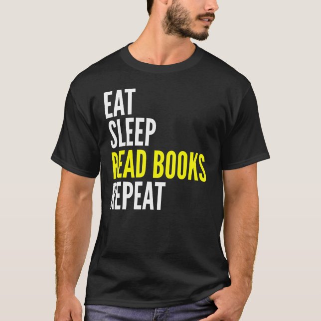 Camiseta Comer Sleep Leer Libros Repetir Lecturas (Anverso)