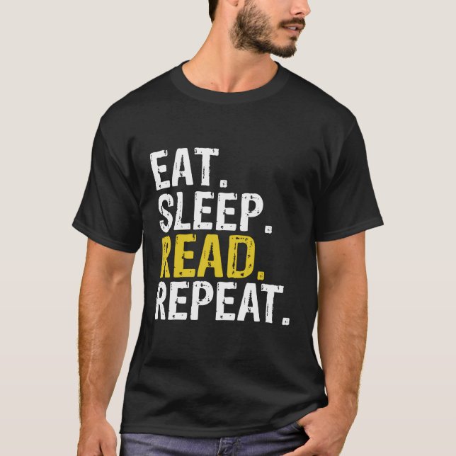 Camiseta Comer Sleep Leer Repetir la lectura de libros Hood (Anverso)