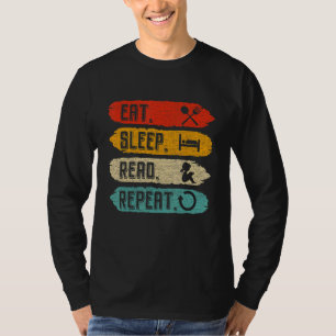 Camiseta Comer Sleep Leer Repetir lectura de libros Vintage