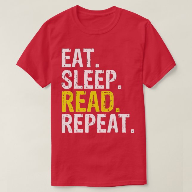 Camiseta Comer Sleep Leer Repitiendo libros Regalo  (Diseño del anverso)