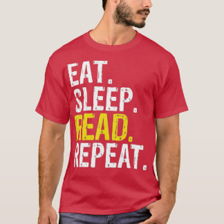 Camiseta Comer Sleep Leer Repitiendo libros Regalo 