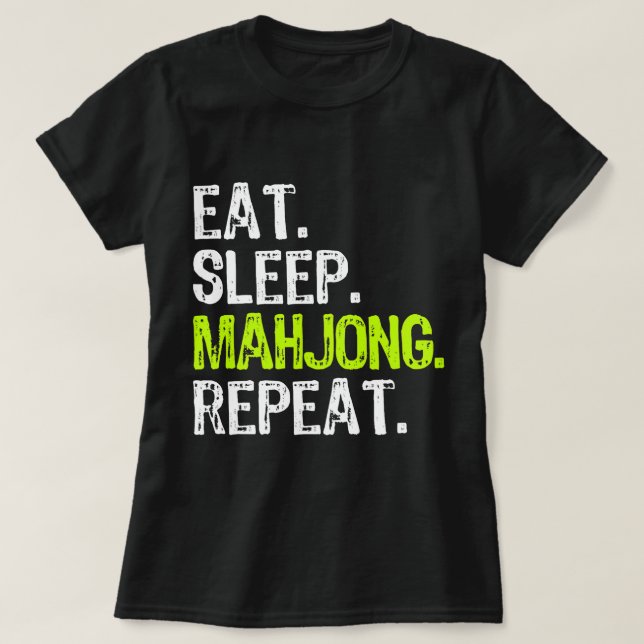 Camiseta Comer Sleep Mahjong Repeat Player Funny (Diseño del anverso)