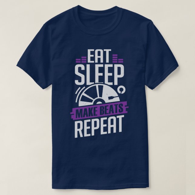 Camiseta Comer Sleep Make Beats Repetir Dj Disc Jockey Rega (Diseño del anverso)