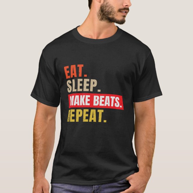 Camiseta Comer Sleep Make Beats Repetir música (Anverso)