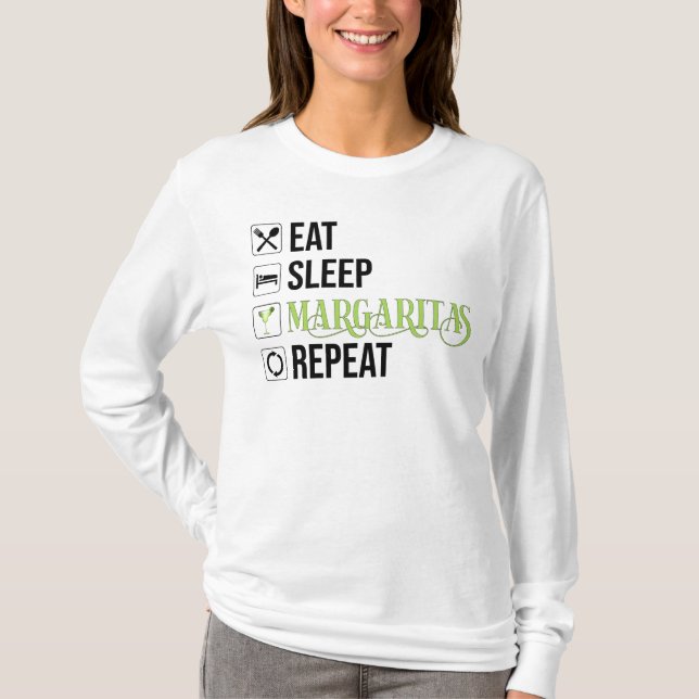 Camiseta Comer Sleep Margaritas Repetir (Anverso)