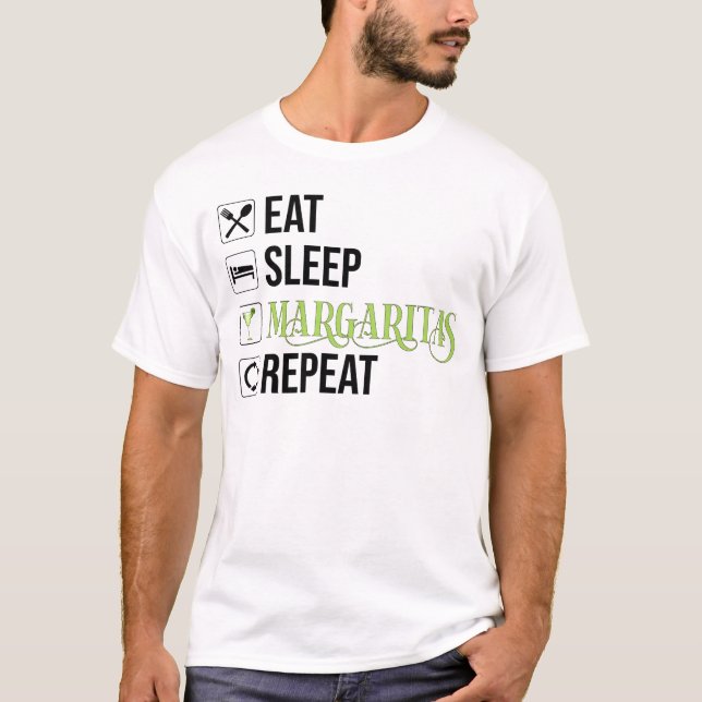 Camiseta Comer Sleep Margaritas Repetir (Anverso)